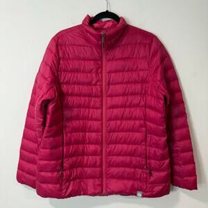 REI Co-op Women's 650 Down Jacket Puffer Coat Pink XL Full Zip Long Sleeve